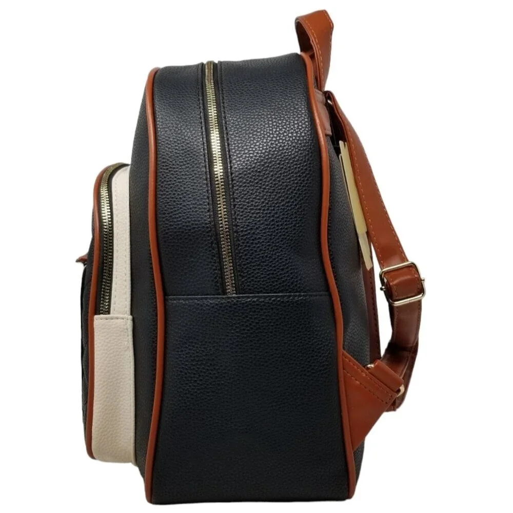 Large Color Block Black Backpack Purse